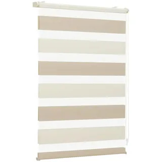 Sekey Doppelrollo Klemmfix ohne Bohren für Fenster, Zweifarbig Doppelrollo 100 cm breit, Duo Rollo Jalousie Sonnenschutz, 100x150cm, Beige & Braun