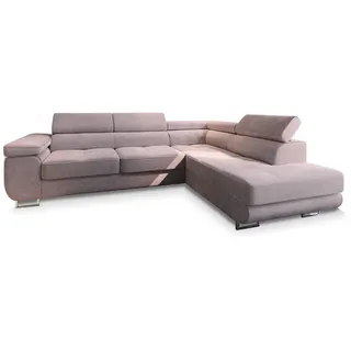 Masseno Ecksofa Apiro R-S Lila Kordstoff mit Schlaffunktion , Holz , L-Form,L-Form , 276x202 cm , Wohnzimmer, Sofas & Couches, Wohnlandschaften, Ecksofas