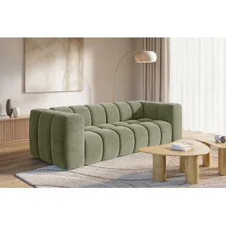 Big-Sofa HOMSY BY ANA JOHNSON "»L« BOUBELLE Design-Sofa mit Steppung, Bubble-Optik, Breite 246 cm", grün, B:246cm H:75cm T:100cm, 100% Polyester, Sofas, Big-Sofa, 4-Sitzer mit Wellenunterfederung, L Sitztiefe 63 cm