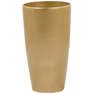 Beliani Blumentopf gold rund 32/32/58 cm Tseria , Goldfarben , Stein , 58 cm , Dekoration, Blumen & Blumentöpfe, Übertöpfe