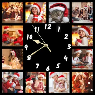 S&H&OU Benutzerdefinierte Wanduhr, Fotowanduhren für Wohnzimmerdekoration mit Foto, leise Wanduhr für Kinder, Personalisierte Fotowanduhr zum Aufhängen von Geburtstagsfotos(30cm)