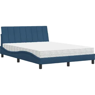 SYFAXTM Bett mit Matratze "Hanko" Blau 120x200 cm Stoff - Blau