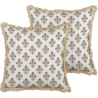 Beliani Omorika Dekokissen 45 x 45 cm Hellbeige