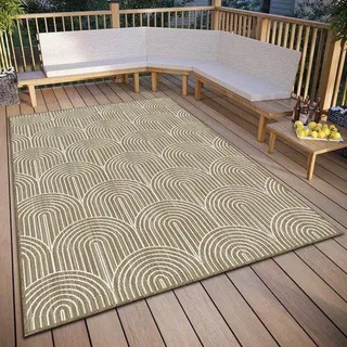 Wasserdichtes, umkehrbares Außen-Tapis, skandinavisches Boho-Design, einfarbig, geometrisches 3D-Effekt, für Garten, Balkon, Terrasse, Wohnzimmer, aus Linnen, 120 x 170 cm
