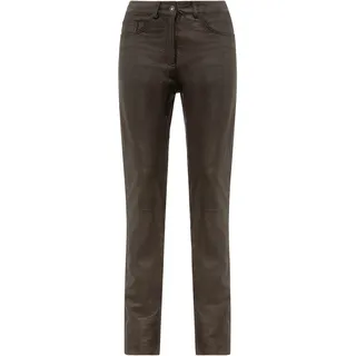 5-Pocket-Hose RICANO "Lederhose 9809", Damen, Gr. M, Länge 34, braun, Obermaterial: 100% Ziegennappaleder GONA., schmal, Hosen 5-Pocket-Hose, Handgefertigt aus echtem Leder