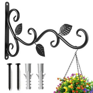 Arcjunys Wandhaken Blumenampel Halterung Wandhaken für Blumenampel 30cm Pflanzenhalterung Blumenampelhalter Hängepflanzenhalter mit Schrauben für Pflanzer Vogelhäuschen Laternen Windspiele Schwarz