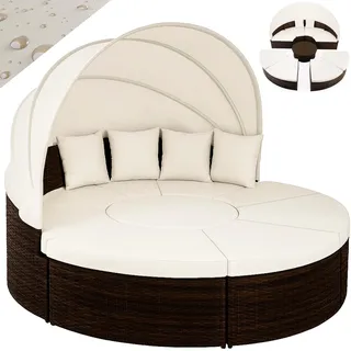 Polyrattan Sonneninsel Braun/Creme Ø230cm