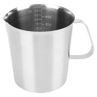Milchaufschäumkrug aus Edelstahl mit Messbecher und Oz-ML-Markierung, Aufschäumergriff, 700 ml