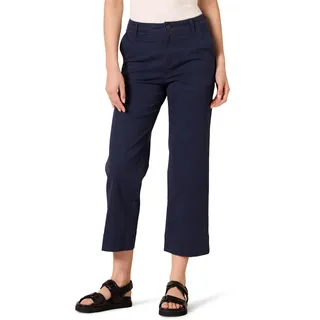Amazon Essentials Damen Knöchellange Hose mit weitem Bein, hohe Taille, schmale Passform, Khaki, Marineblau, 18 Short