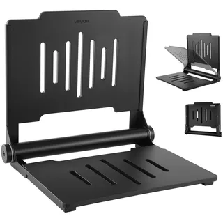 VEVOR Klappbarer Duschsitz zur Wandmontage (496 x 417 mm Sitzfläche), Wandklappstuhl mit Stützender Rückenlehne, Duschsitz (180 kg Belastbar) für Erwachsene & Senioren, Geeignet für Badezimmer & Flur