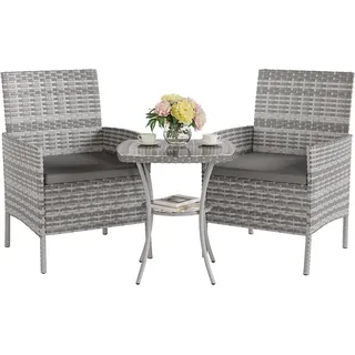 UDPATIO Gartenmöbel Set 3-Teilige Lounge Balkonmöbel Set Polyrattan Terrasse Outdoor