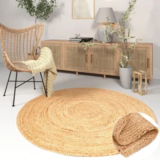 otto home Teppich OTTO HOME "Bjarka", beige (natur), B:120cm H:10mm L:120cm Ø:120cm, Jute, Teppiche, Teppich, meliert, 100% Jute, handgewebt, auch rechteckig erhältlich