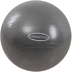 BalanceFrom Anti-Platz- und Rutschfester Gymnastikball Yoga-Ball Fitnessball Geburtsball mit Schnellpumpe, 0,9 kg Kapazität (38-45 cm, S, Grau)