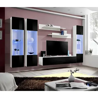 Moderne Wohnwand TV Ständer Wandschrank Set 6 tlg Wandregale Wohnzimmermöbel