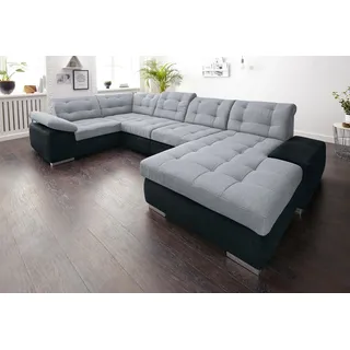 sit&more Wohnlandschaft »Ontario U-Form« XXL, wahlweise mit Bettfunktion, grau