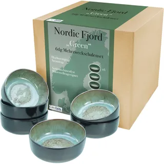 CreaTable Müslischale »Nordic Fjord« 6 Stk. aus Steinzeug Salatschale, Snackschale, Ø 15,5 cm, 960 ml, grün