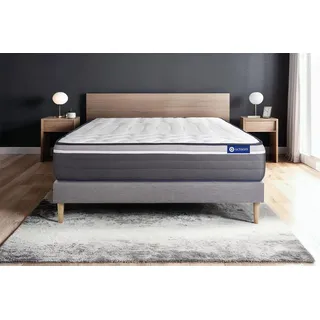 Actiflex plus matratze 90x200cm + Bettgestell mit lattenrost - Dicke : 26cm - Taschenfederkern und Memory-schaum - H5 - Grau