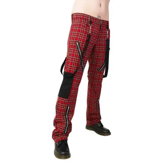Black Pistol Jeans Hose - Punk Pants Tartan Rot 28