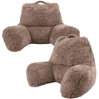 icon Rückenlehne Lesekissen Teddybär 2-tlg. , Mokka , Textil , Freiform , 74x63 cm , Hergestellt in Deutschland , Heimtextilien, Wohntextilien, Kissen, Rückenkissen