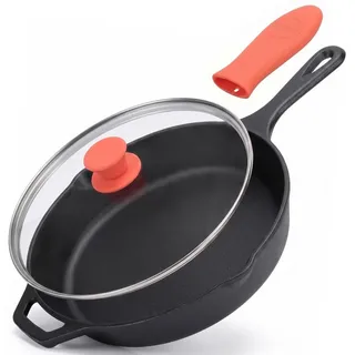 NutriChef Gusseisen Grillpfanne Induktion – Lodge Cast Iron, Grill Pan – Eisenpfanne Perfekt als Steakpfanne, Voreingebrannte Bratpfanne aus Gusseisen, Antihaftbeschichtete Grill Pfanne aus Eisen 30cm