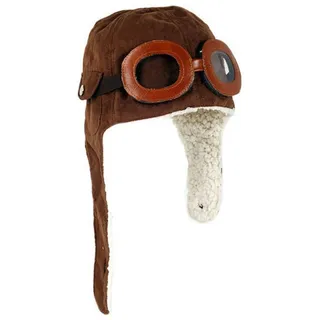 FSSTUD Niedlich Winter Warme Baby Kinder Jungen Mütze Pilotenmütze Flieger Mütze Fliegermützemit Ohren Braun