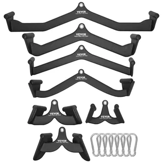 Vevor Latzug-Aufsätze, Rudergerät mit Kabelzug, T-Stange, V-Stange, 7er-Set, Trizeps-Zugstange, gummibeschichteter Griff für das Krafttraining am Rücken, Bizeps-Curl, Trizeps-Latzugstange
