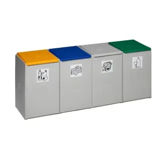 VAR Kunststoffcontainer 60 Liter, aus schlagzähem Polysterol, 4-fach, ohne Deckel