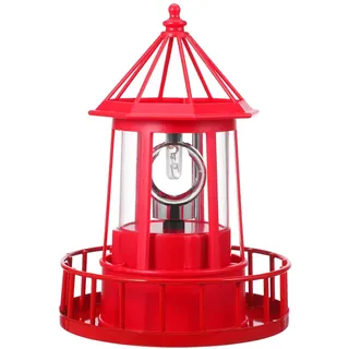 Happyyami Solarbetriebener Rotierender Leuchtturm Gartenlampe aus Abs und Eisen Wasserdichtes Licht für Garten und Terrasse Dekorative Außenbeleuchtung für Warme