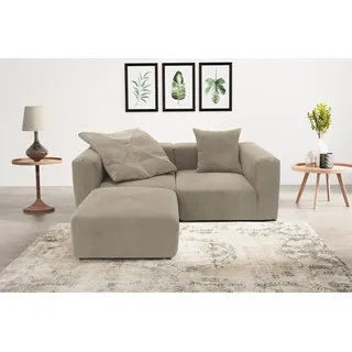 RAUM.ID Ecksofa »Gerrid L-Form« Cord, Modulsofa, bestehend aus 2 Eckelementen + 1 Hocker, braun