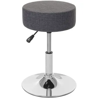 Mendler 2er-Set Hocker HWC-C22, Sitzhocker Schminkhocker, höhenverstellbar Ø 35cm Textil, grau
