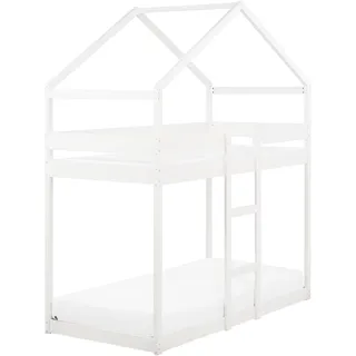 Beliani Hochbett Labatut 90 x 200 cm Kiefer massiv weiß