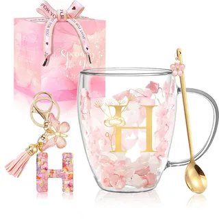 Geschenke für Frauen Latte Macchiato Gläser Geburtstagsgeschenk für Frauen Doppelwandige Kaffeegläser Personalisierte Weihnachten Valentinstag Muttertag Geschenk für Sie Freundin Kollegin Teegläser