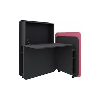 fm FLATup  Sekretär graphit/ rose rechteckig, schwarz 107,0 x 41,5 - 91,0 cm