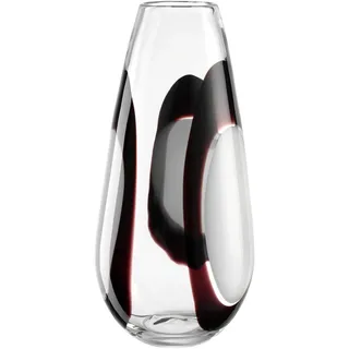 Leonardo Vase , Klar, Schwarz, Weiß , Glas , 17.5x37x17.5 cm , handgemacht, zum Stellen, auch für frische Blumen geeignet , Dekoration, Vasen, Glasvasen