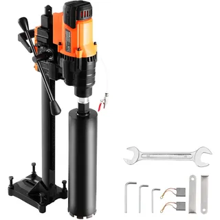 Vevor Kernbohrmaschine Diamantkernbohrgerät mit Bohrdurchmesser 2-25 cm mit Ständer und Kernbohrer, 3500 W robuster Beton-Kernbohrer, Nass- und Trockenanwendung für Beton Ziegel