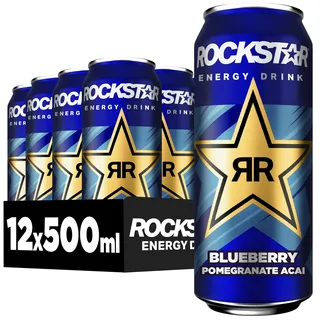 Rockstar Energy Drink Blueberry Geschmack, 12x500ml – koffeinhaltig