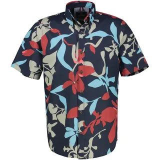 LERROS Kurzarmhemd »LERROS Sommerliches Baumwoll-Leinenhemd in Übergrößen«, blau