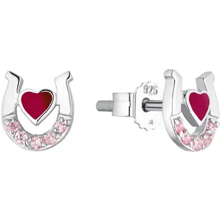 Amor Ohrstecker Horeses Heart rot Silber 925 Zirkonia