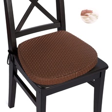 Big Hippo Sitzkissen Memory Foam 43 x 40 cm, rutschfeste Bequeme Sitzauflage mit Bändern und Abnehmbarer Kissenbezug, Selbstkühlender 3D-Viskose-Faser U-Fömiges Stuhlkissen für Meisten Stühle - Braun