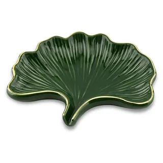 Keramik Seifenschale mit Ablauf Ginkgo Blatt Grün - Grün