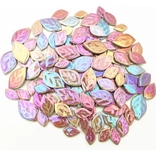 BTMIEY 500 g zufällige schillernde Blätter, Keramik-Mosaikfliesen, kreative 3 Größen Keramik-Mosaikstücke für Bastelarbeiten, Blumentöpfe, Vasen, Tassen, Gartendekoration, Mosaikherstellung (lila)