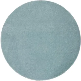 Paco Home Teppich Für Wohnzimmer Einfarbig Kurzflor Schlicht Und Modern, In Türkis, Grösse:Ø 120 cm Rund