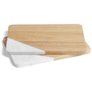 Springlane Frühstücksbrettchen 2er-Set - Kautschukholz & Marmor - 28 x 18 x 1,5 cm