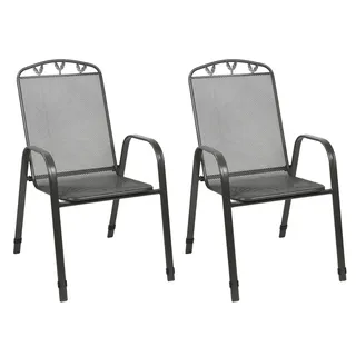 Metall Stapelstühle 2er-Set Anthrazit Gartenstühle Terrassenstühle Stapelsessel