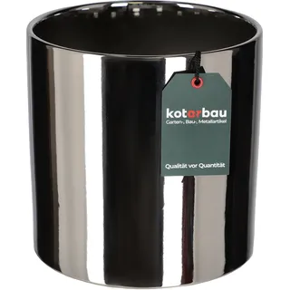 KOTARBAU® Glänzend Blumentopf ⌀ 200 mm Zylinder Pflanztopf aus Keramik dekorativer Übertopf Silber Pflanzkübel Blumenkübel für Zimmerpflanzen Gartentopf