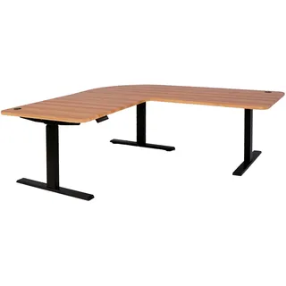 Mendler Eckschreibtisch HWC-D40 Eiche Nachbildung / Schwarz