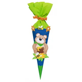 Ursus 9860006 - Schultüte Bastelset Mini, Bär, sechseckig, Höhe ca. 41 cm, Duchmesser ca. 15 cm, inklusive Bastelanleitung und Vorlagebogen, zum Selbstbasteln, ideal für die Einschuluung