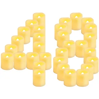 CANDLE IDEA 48 Stück batteriebetriebene flackernde LED-Teelichter, flammenlose elektrische künstliche Votivkerzen für Hochzeit, Festival, Party, Halloween und Weihnachtsdekoration (warmweiß)
