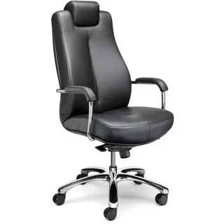 NOWY STYL XXL Chefsessel Sonata Leder schwarz, Gestell chrom