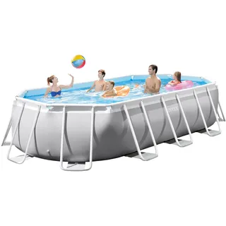 Intex Prism Frame Pool Set oval 503 x 274 x 122 cm inkl. Filterpumpe, Boden-Schutzplane, Abdeckplane, Poolleiter